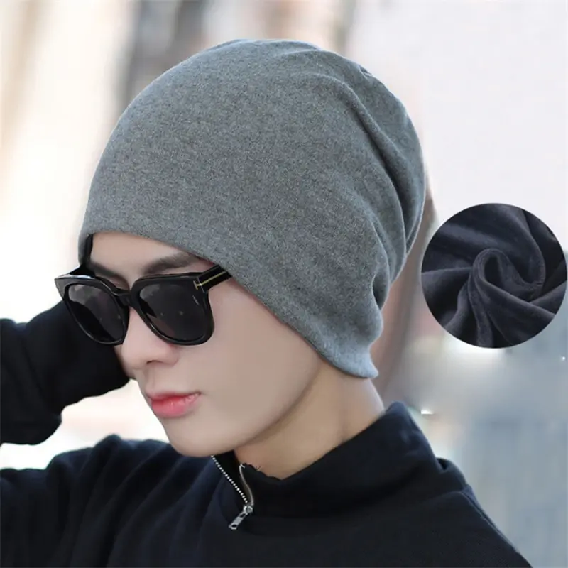 New Men Beanies Skull Cap Winter Autumn Warm Simple Solid Color Soft Cotton Men Hat Fashion Hip hop Unisex Caps Bonnet