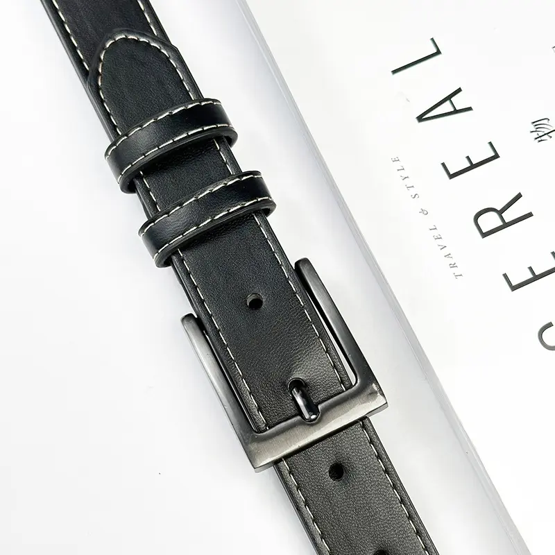 Black Classic PU Leather Belts for Women Men Fashion Alloy Pin Buckle Adjustable Waistband Jeans Pants Decorative Straps Girdle