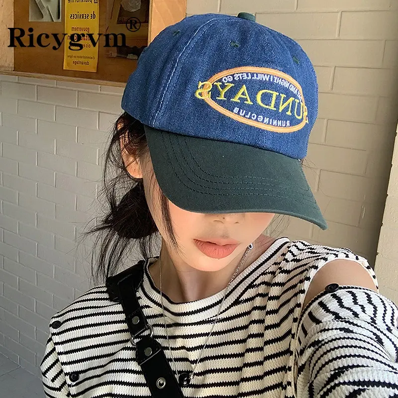 Embroidery Letter Baseball Caps for Women Fashion Patchwork Streetwear Hip Hop Snapback Hats Outdoor Casual Sunshade Peaked Hats