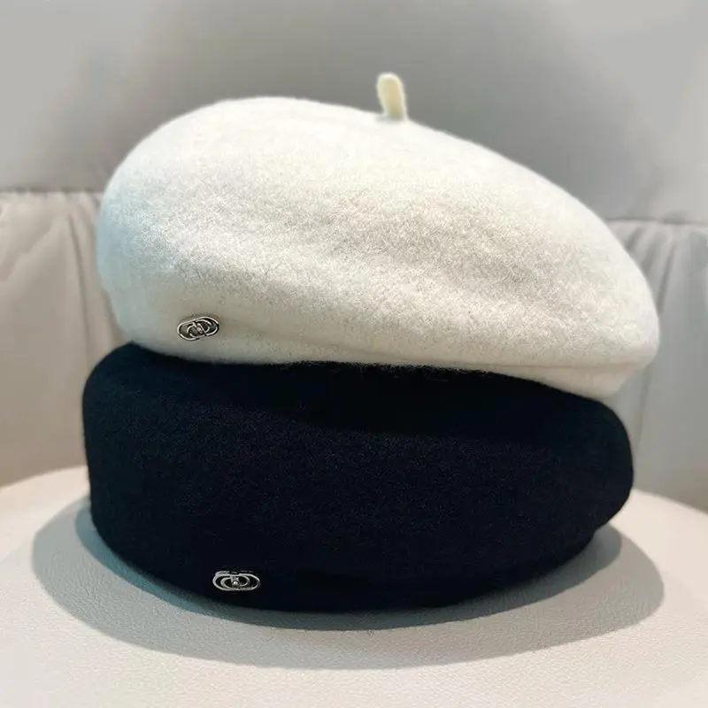 Woolen French Style Elegant Beret Women Autumn Winter Vintage Painter Hat Casual Warm Berets Caps