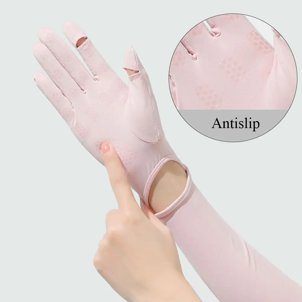 Ice Silk Sunscreen Sleeve Women's Long Gloves Driving Arm Guard Sleeve Anti-UV Thin Summer Sports Cycling Loose Non-slip Sleeve