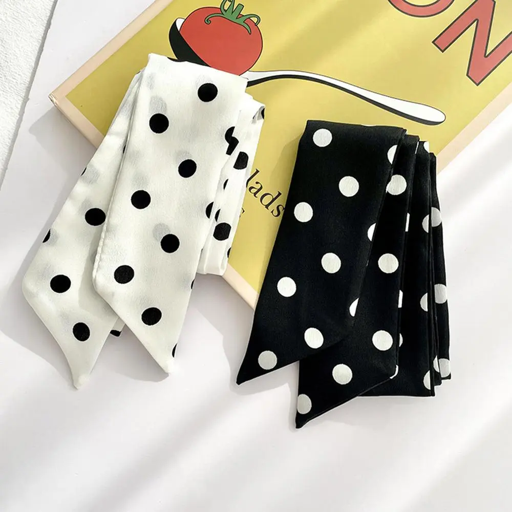 Ribbon Polka Dot Scarf Thin Long Scarves Elegant Satin Silk Narrow Hair Scarf Neckerchief Choker Streamer Small Shawls 5x200cm