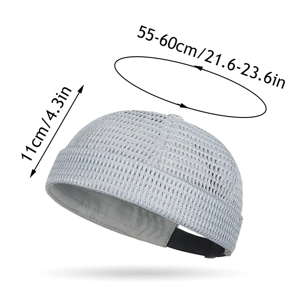 New Mesh Breathable Brimless Melon Skin Hat Summer Ultra-Light Adjustable Docker Beanies Hat Outdoor Hip Hop Sailor Landlord Cap