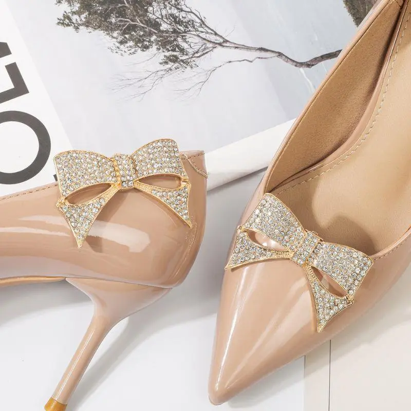 1PC Shoe Clip Jewelry Bows Charm Buckle Wedding Shoes High Heel Women Bride Decoration Rhinestone Shiny Decorative Clips