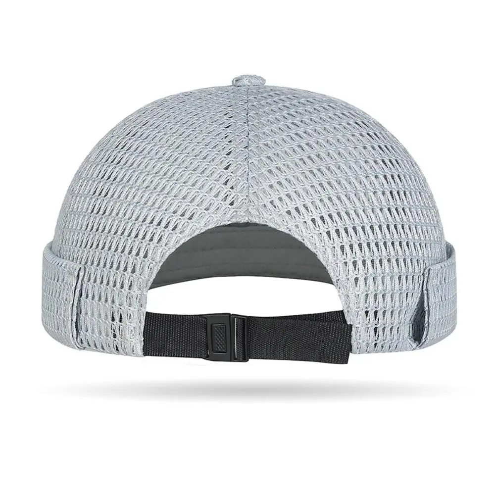 New Mesh Breathable Brimless Melon Skin Hat Summer Ultra-Light Adjustable Docker Beanies Hat Outdoor Hip Hop Sailor Landlord Cap