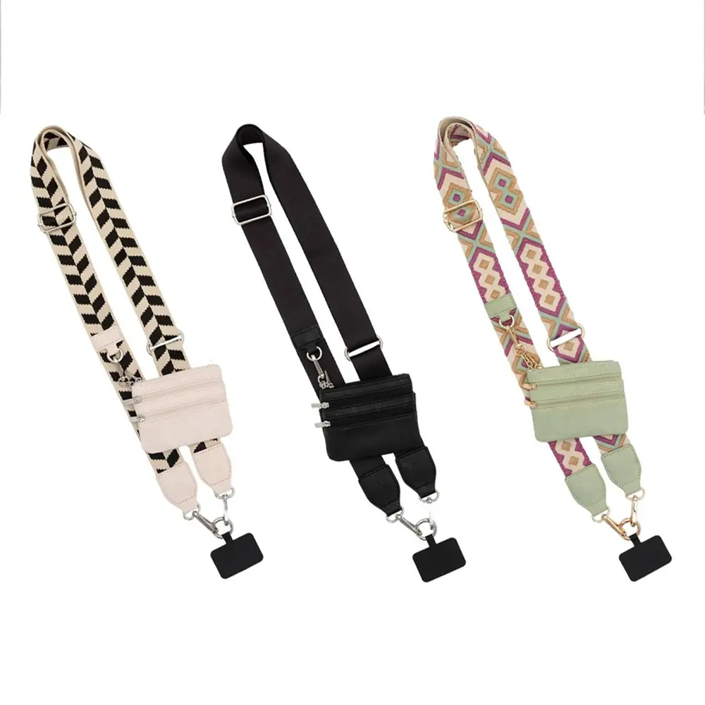 Phone Strap With Zippered Pouch For Women, Adjustable Cellphone Lanyard Crossbody With Wallet ,Clip And Go Strap For Phone