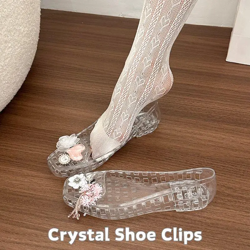 Designer Shoe Charms PVC Transparent String Bead Sandals Seaweed Bead Chain Shoe Buckle Hole Accessories Detachable Shoe Flower