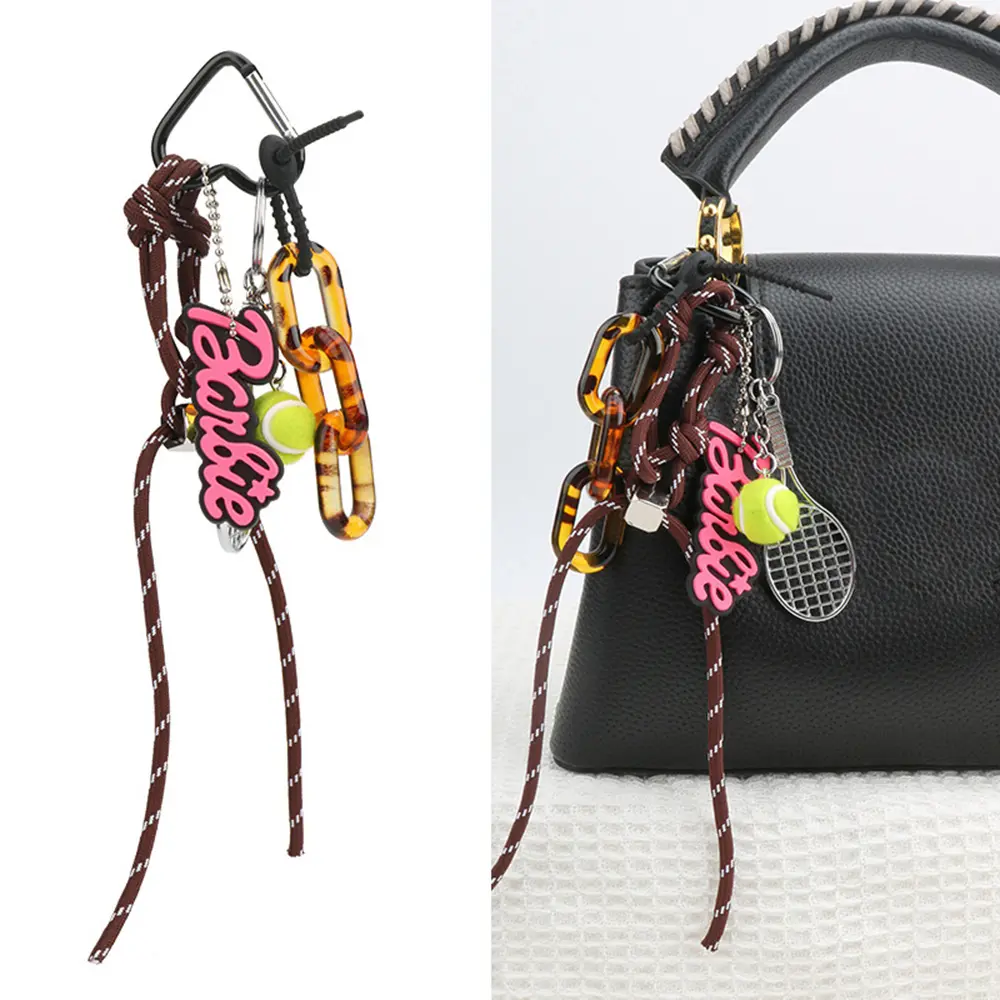 Original Designed Key Chain With Badminton Decor Sporty Style Bag Pendant Cool Trendy Pendant Woven Ropes Bag Hanging Decor