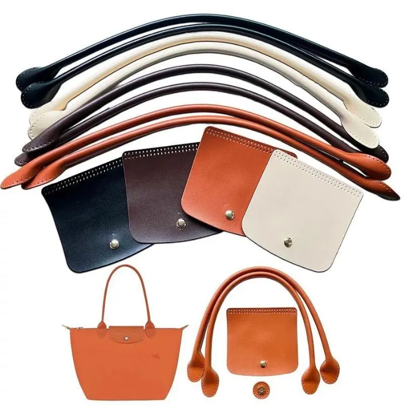 1Set PU Leather Crochet Bag Parts With Hole Fashion Woven Bag Set Patchwork Handle Knitted Bag DIY Mini Dumpling Bag Accessories