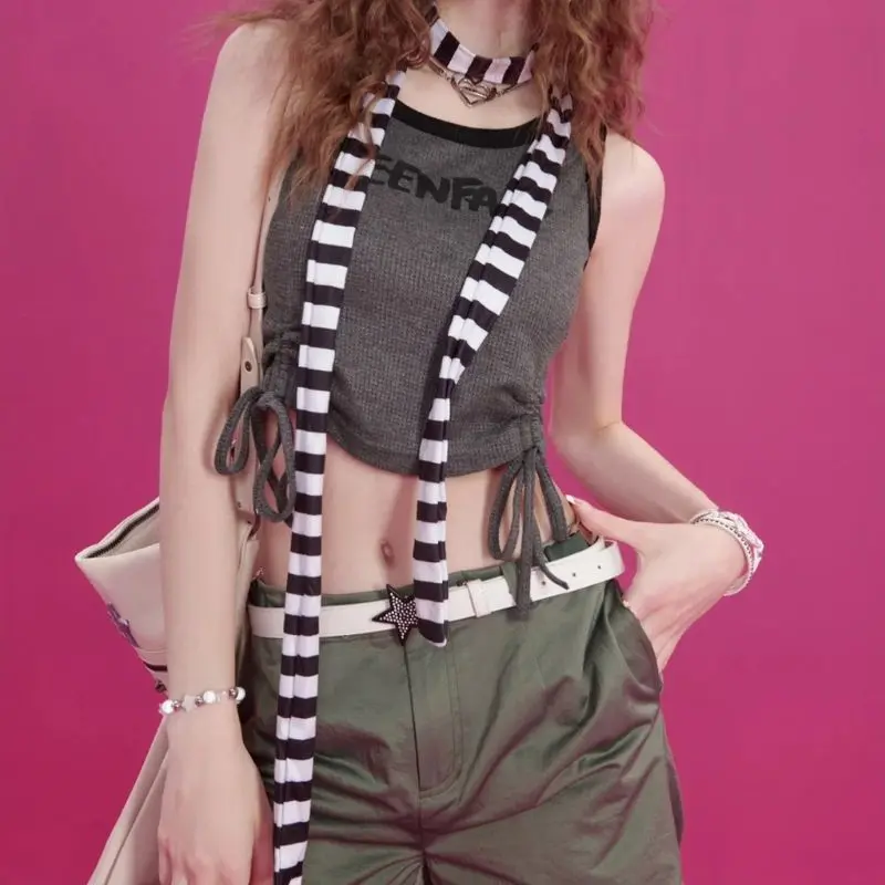 INS Striped Y2K Hot Girl Dopamine Girl Sub-Culture Colorful Striped Scarf Fashion Decorative Style Thin Scarf Spring And Autumn
