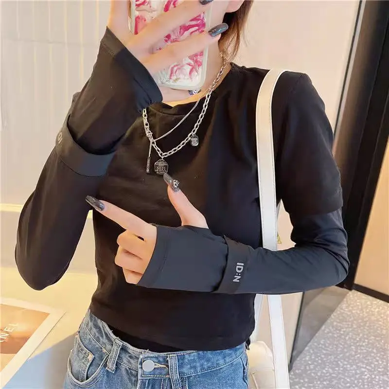 Summer Ice Silk Long Sleeves Anti-Sunburn Arm Cover UV Solar Arm Sleeves Woman Men Cycling Fingerless Gloves Cool Muff Sleeve