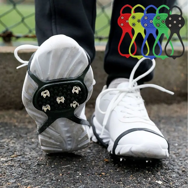 Non-slip Snow Cleats Shoes Boots Cover Step Ice Spikes Grips Crampons Hiking Winter Walking Climbing Fishing Anti-slip 5 Studs