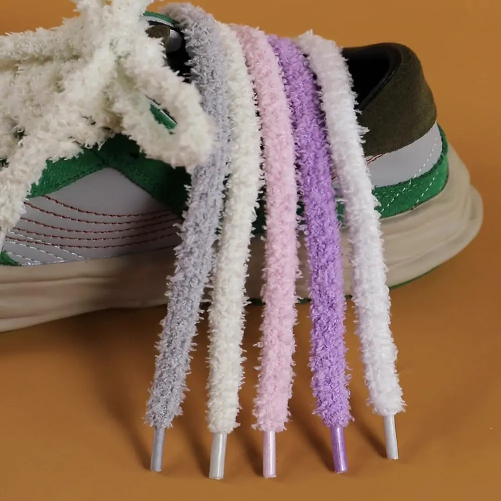 140cm Plush Shoelaces Solid Color Sneakers Rope Laces Strings Shoelaces Sneaker Rubber Band Round Shoelaces Replace 0.9CM Wide