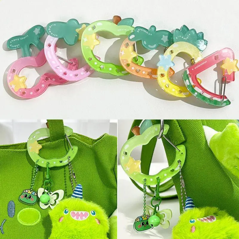 Acrylic Hollow Fruit Shape Trinkets Keychain Bag Charm Accessory Carabiner Backpack Pendant Handbook Decoration Gifts Keyring