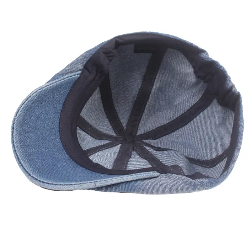 Denim octagon hat duck cap Male literary newspaper boy hat washed cotton European and American beret foreign trade short brimmed