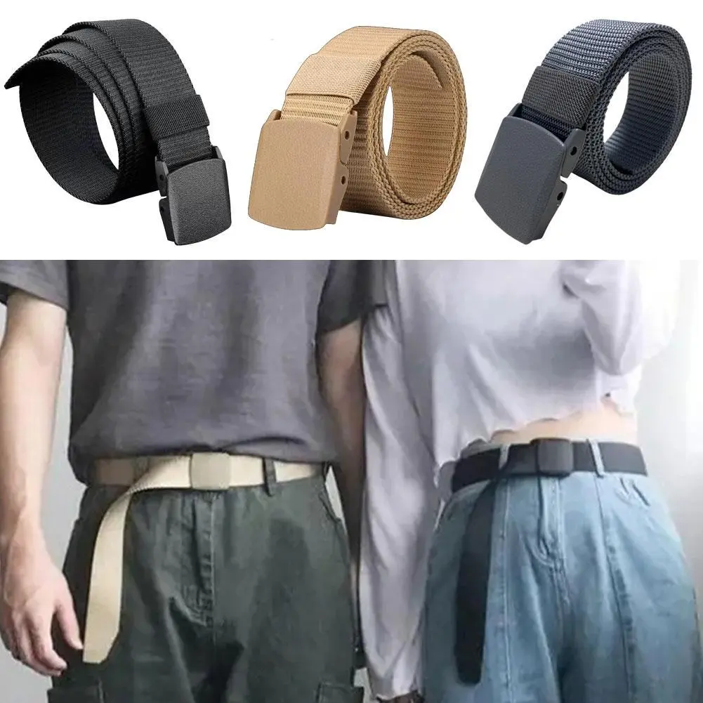 Simple Canvas Men's Belt Fashion Thickened Woven Outdoor Sports Wear-resistant Tooling Solid Color Belt Female Wholesale
