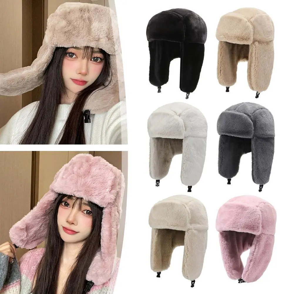 Outdoor Windproof Earflaps Warm Hat Winter Men Women Bomber Hat Russian Trapper Trooper Hat Snow Ski Hat Lei Feng Cap