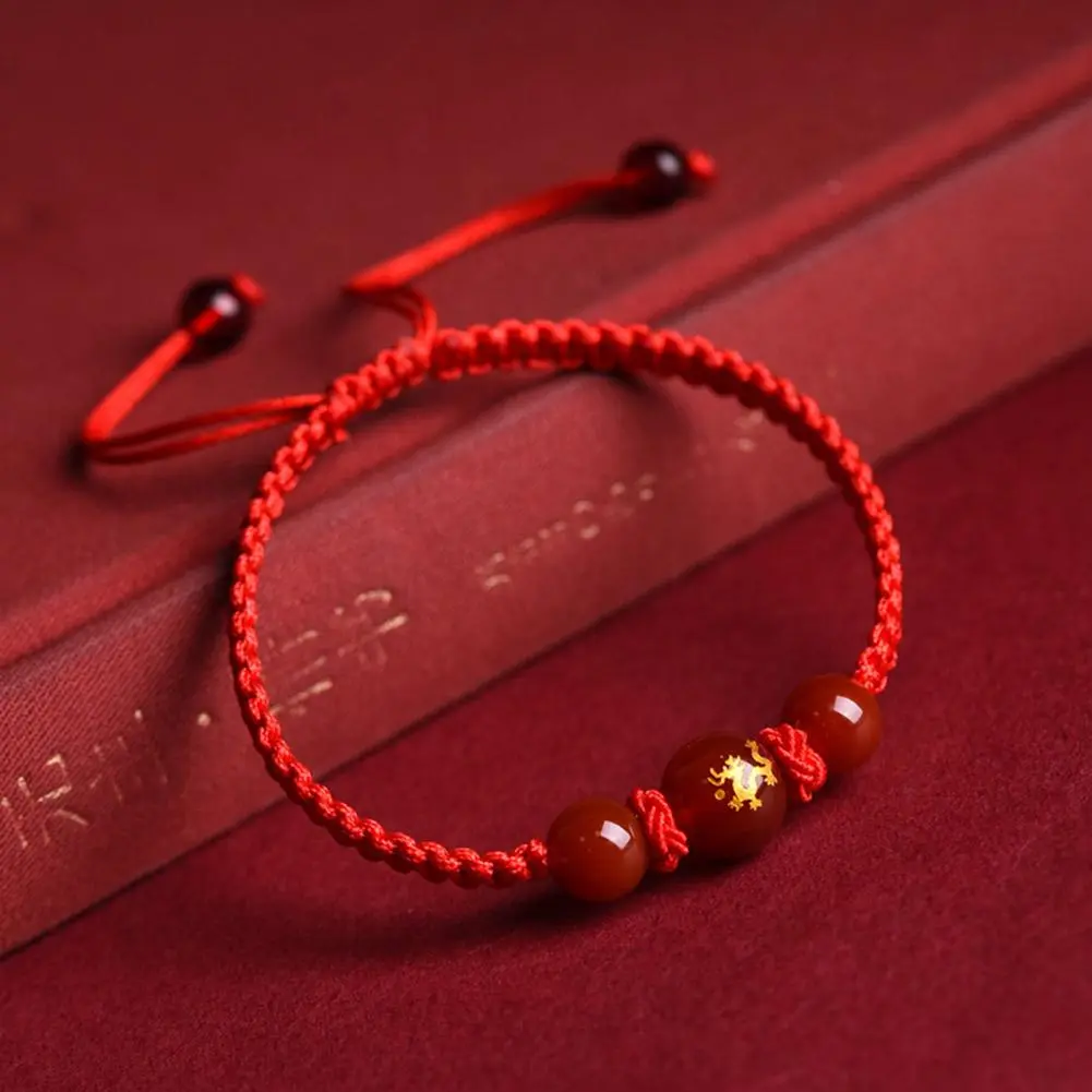 Chinese Style Dragon Bracelet 2025 Snake Dragon Year Lucky Red Rope Bracelet Xmas Near Year Gift