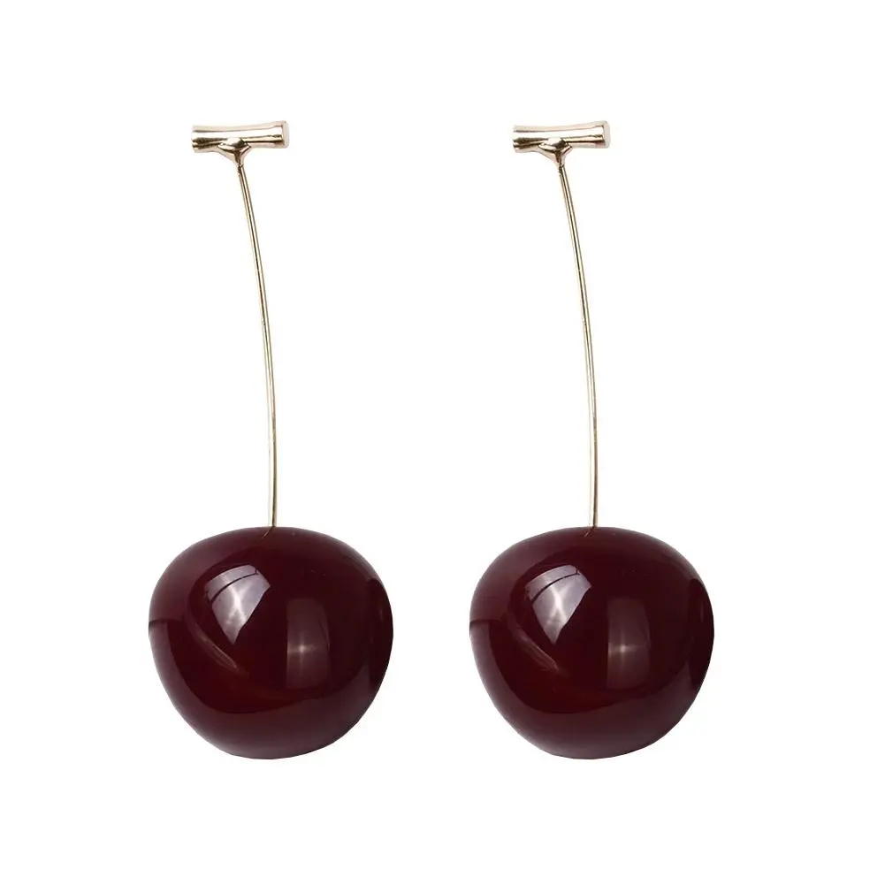 Small Fresh Sweet Lovely Cherries Earrings Pendant Red Charm Korean Earrings Jewelry Fruit Earrings Japanese