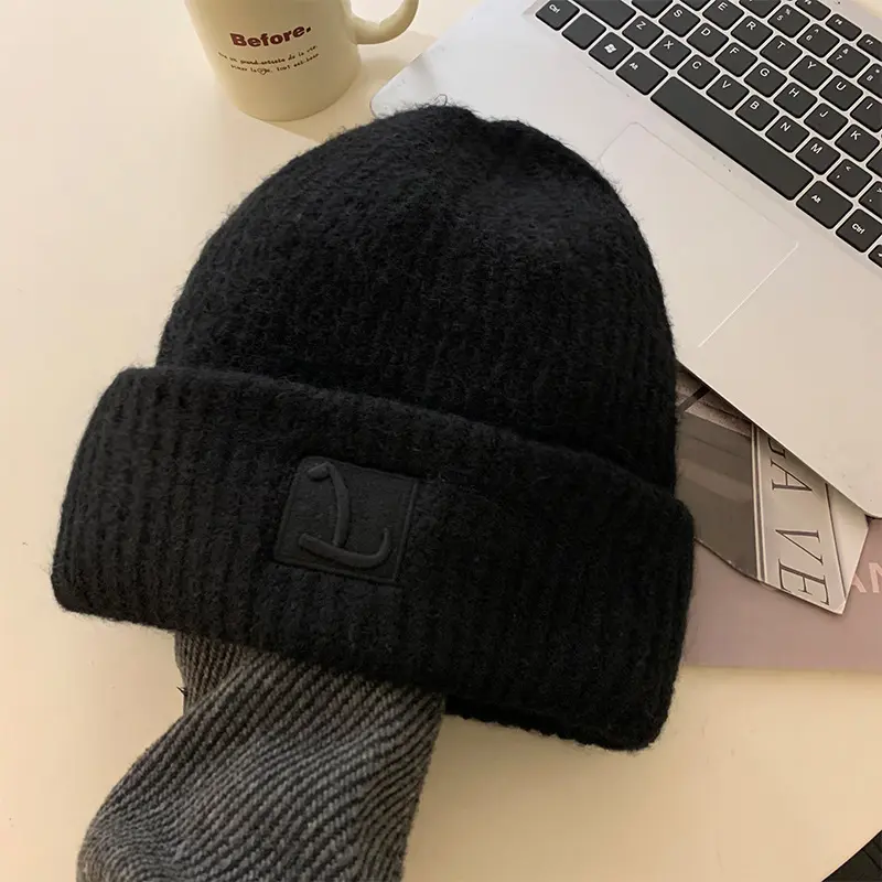 New Winter Women Beanie Cap Soft Thick Knitted Hat for Female Girls Korean Solid Color Warm Skullies Caps Bonnet