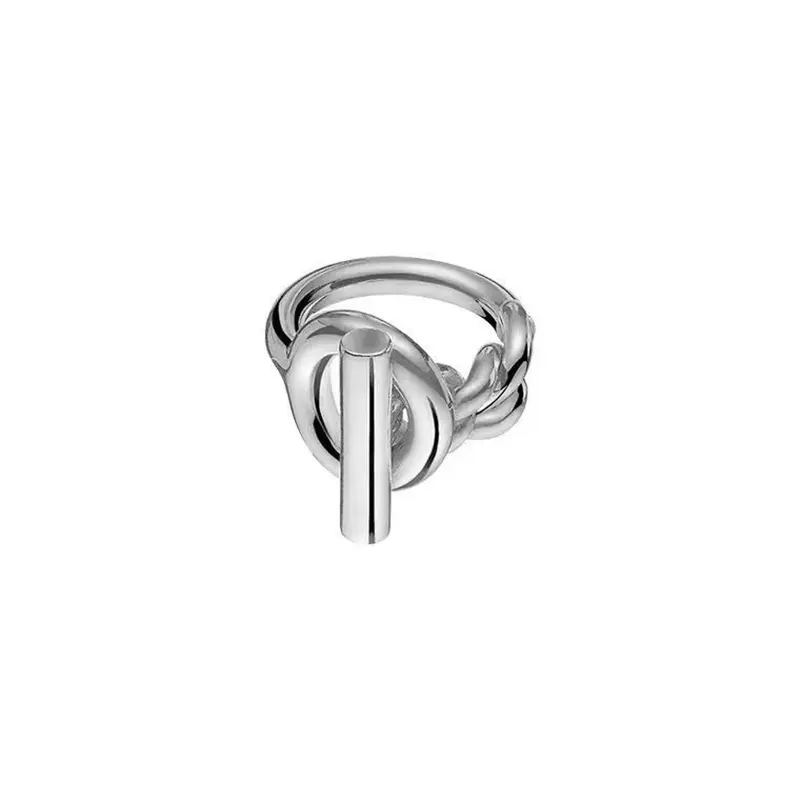 Vintage Twist Hollow OT Chain Rings For Women Punk Personality Minimalism Rings Retro Silver Color Luxury Adjustable Fidget Ring