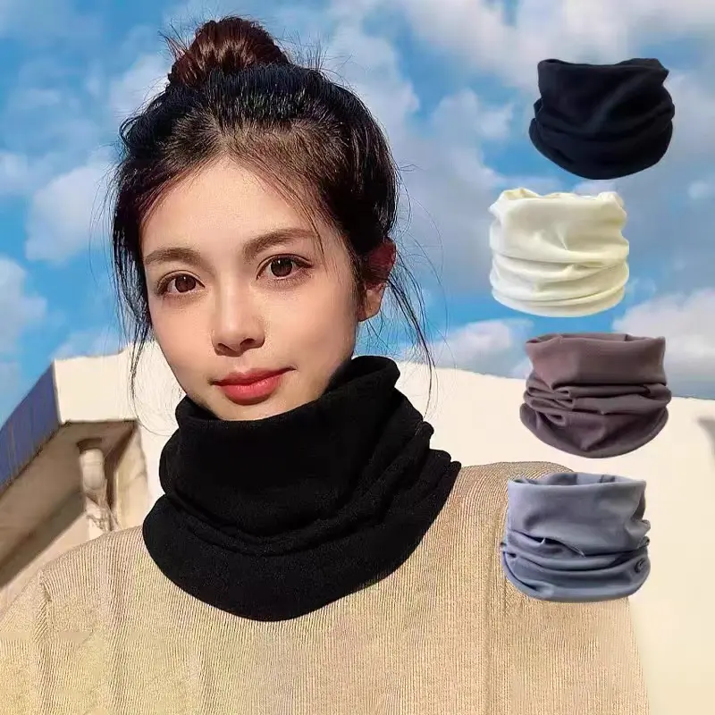 Winter Cashmere Scarf for Women Men Outdoor Warm Velvet Scarves Autumn Korean Solid Color Unisex Neckerchief