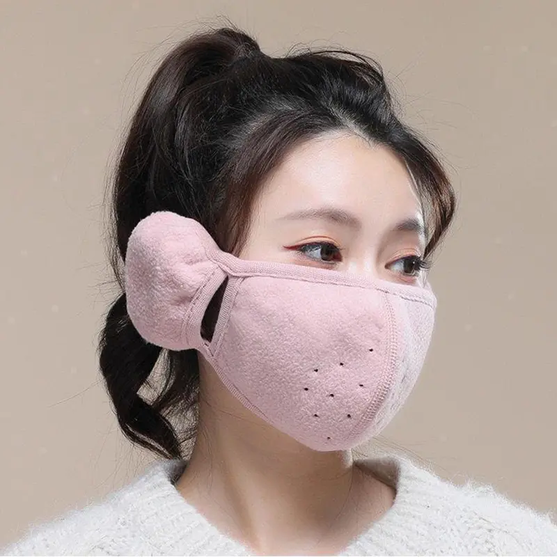 Winter Mask with Earmuffs for Women Men Outdoor Cold-proof Cycling Mouth Cover Warm Fleece Ear Warmer Riding Ear Muff
