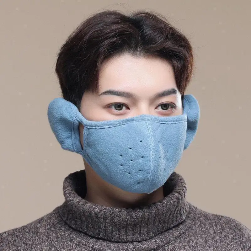 Winter Mask with Earmuffs for Women Men Outdoor Cold-proof Cycling Mouth Cover Warm Fleece Ear Warmer Riding Ear Muff