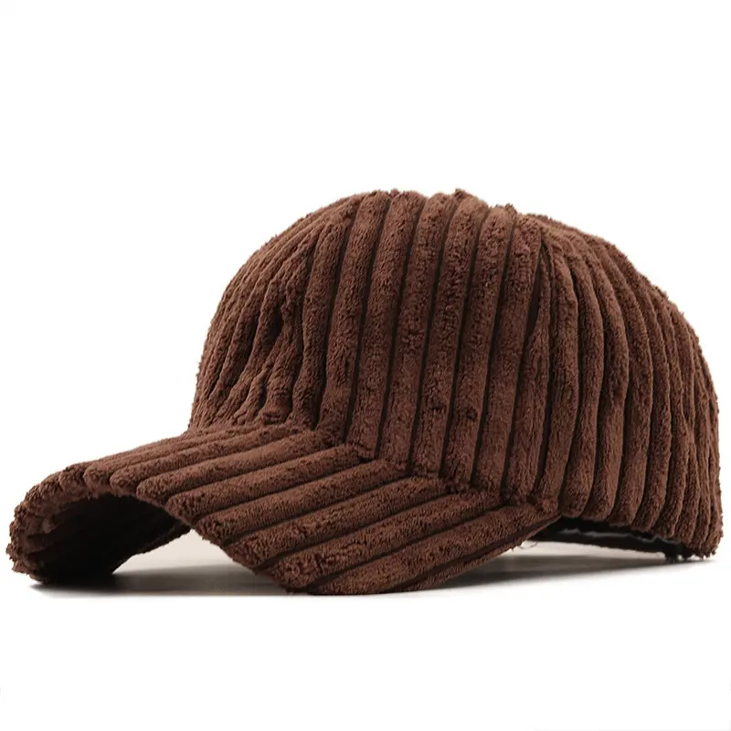 Korean Version Corduroy Solid Color Autumn Winter Baseball Cap Unisex Keep Warm Fashion Stripe Men Snapback Dad Hat