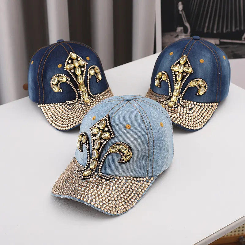 New Denim Diamond Studded Baseball Cap, Trendy And Stylish, Small Duckbill Cap, Outdoor Sun Protection And Sunshade Hat