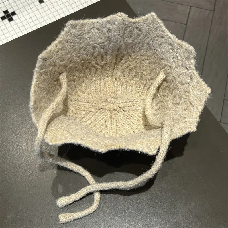 Korean Version Braided Knitted hat Women's Autumn And Winter New Hollow Fisherman Hat Solid Color Wave EEdge Basin Hat