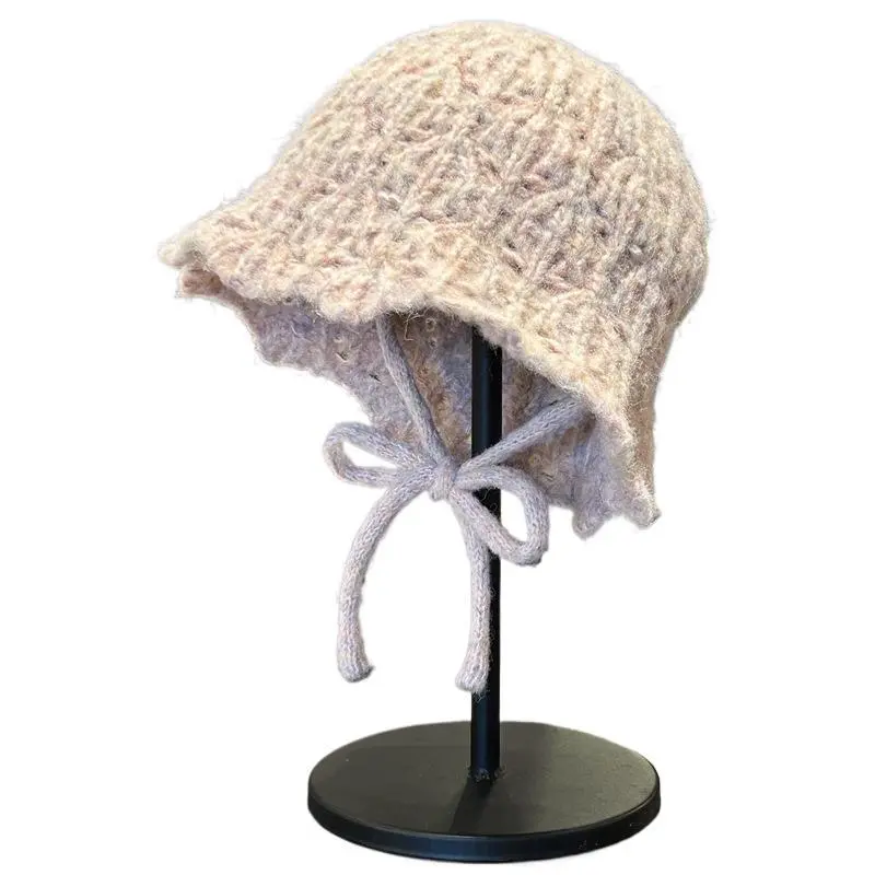Korean Version Braided Knitted hat Women's Autumn And Winter New Hollow Fisherman Hat Solid Color Wave EEdge Basin Hat