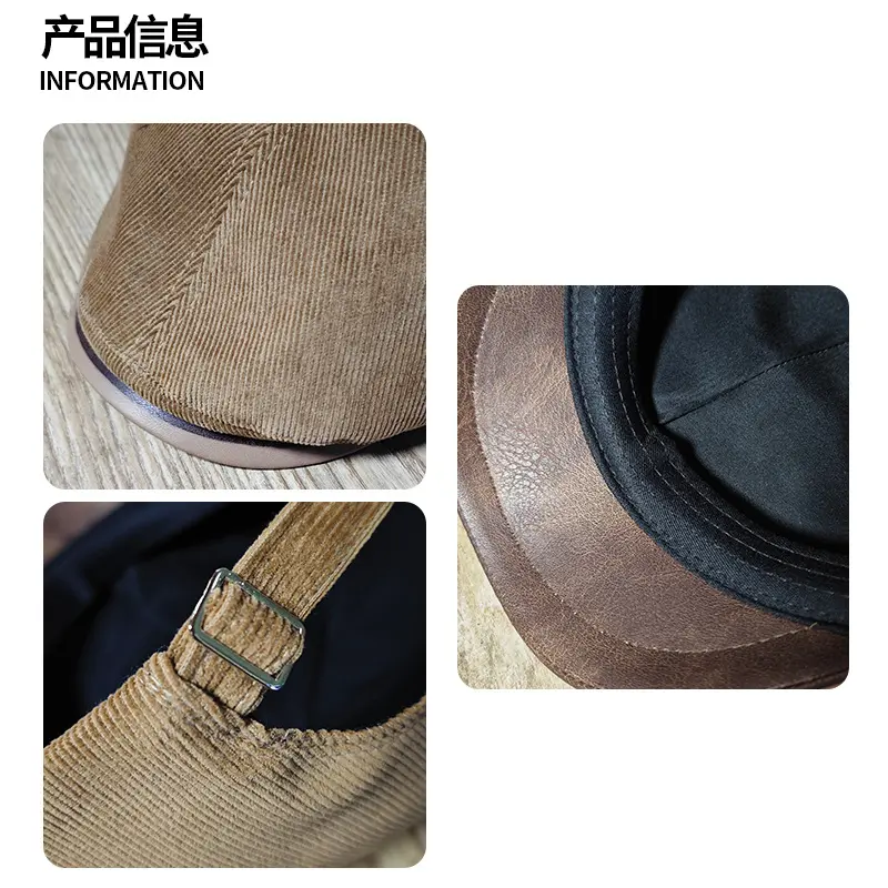 Autumn and Winter Corduroy Forward Hat, British Retro Fashion Painter Hat, Japanese Casual Art Duck Tongue Octagonal Hat