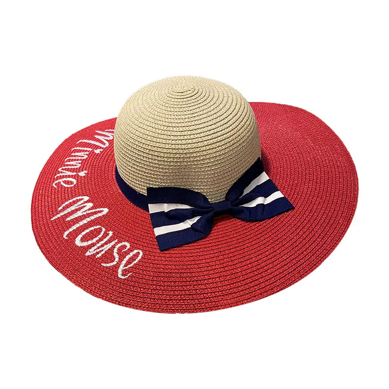 Large Brimmed Vacation Straw Hat for Women, Summer Beach Sun Protection and Sunshade Hat, Fashionable Bow Ribbon Sun Hat