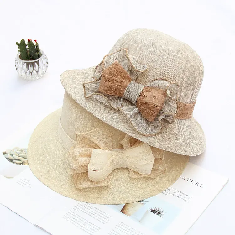 New Women's Summer Thin Bow Fisherman Hat Basin Hat Korean Version Foldable Sun Protection Mesh Hat