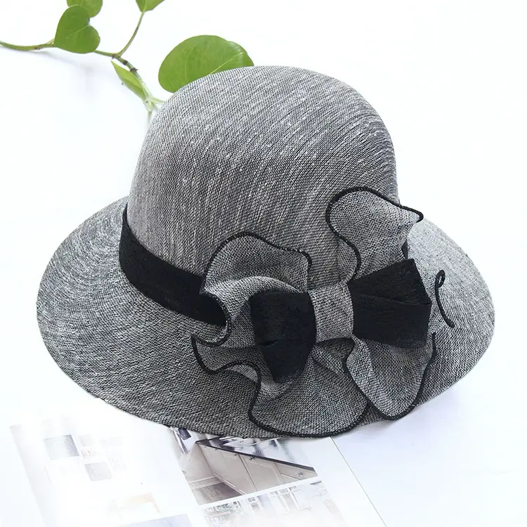 New Women's Summer Thin Bow Fisherman Hat Basin Hat Korean Version Foldable Sun Protection Mesh Hat