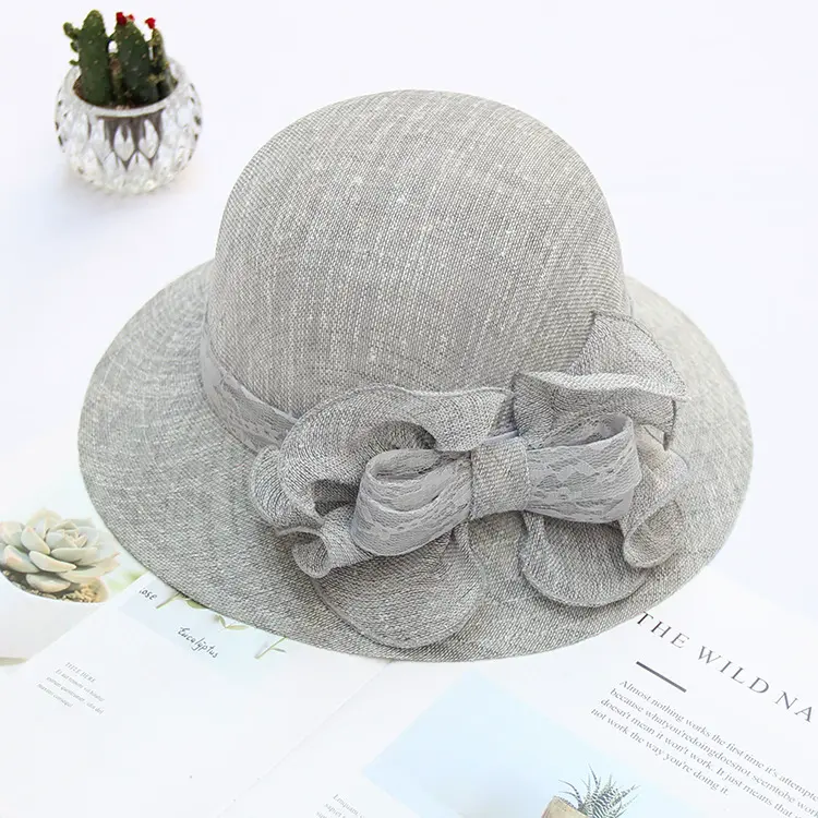 New Women's Summer Thin Bow Fisherman Hat Basin Hat Korean Version Foldable Sun Protection Mesh Hat