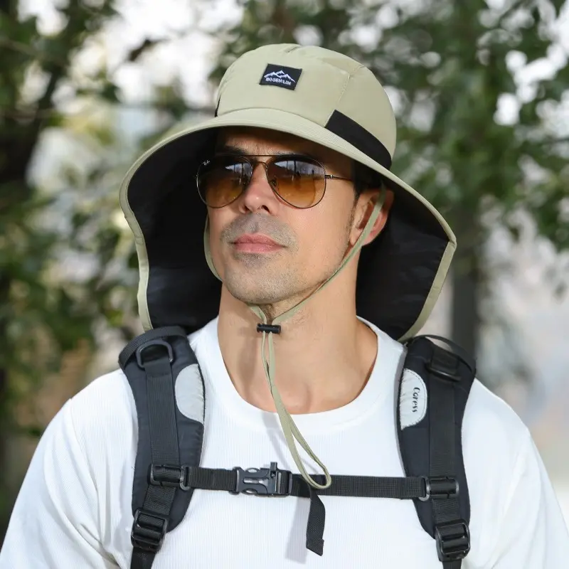 Summer Men's UV Resistant Sun Hat, Outdoor Shawl Hiking Hat, Windproof Breathable Fisherman Hat, Travel Fishing Hat