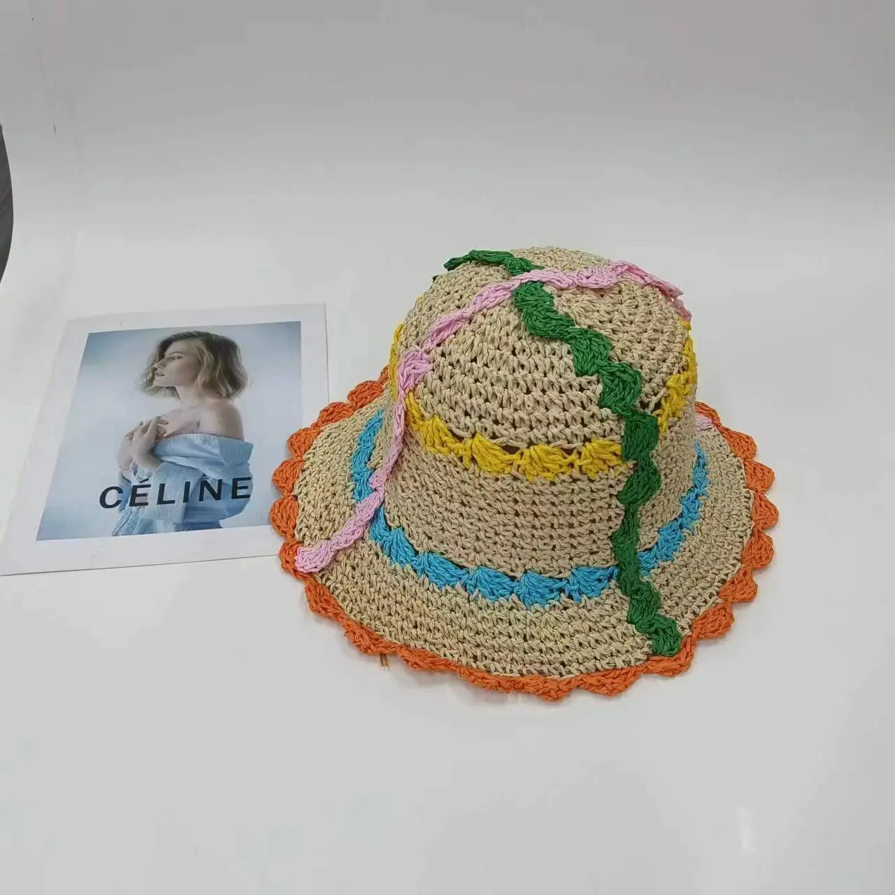 Summer Sweet Forest Crochet contrasting Lace Short Eave Bucket Hat Japanese Niche Fisherman Hat Grass Hat Sun Hat