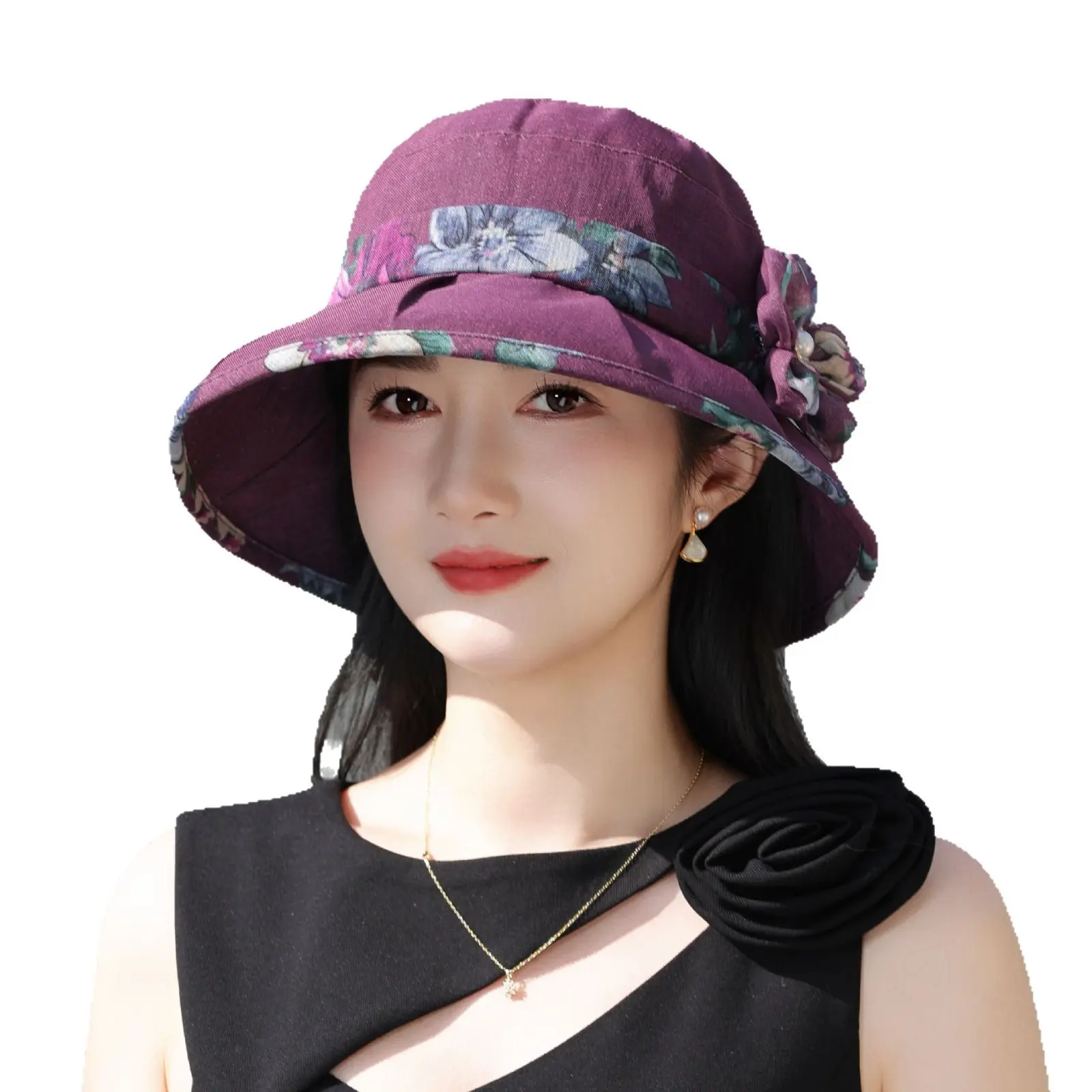 New Organza Hat Summer Mom Curled Edge Thin Sunshade Hat Breathable Basin Hat Cool Hat Fisherman Hat Sun Hat