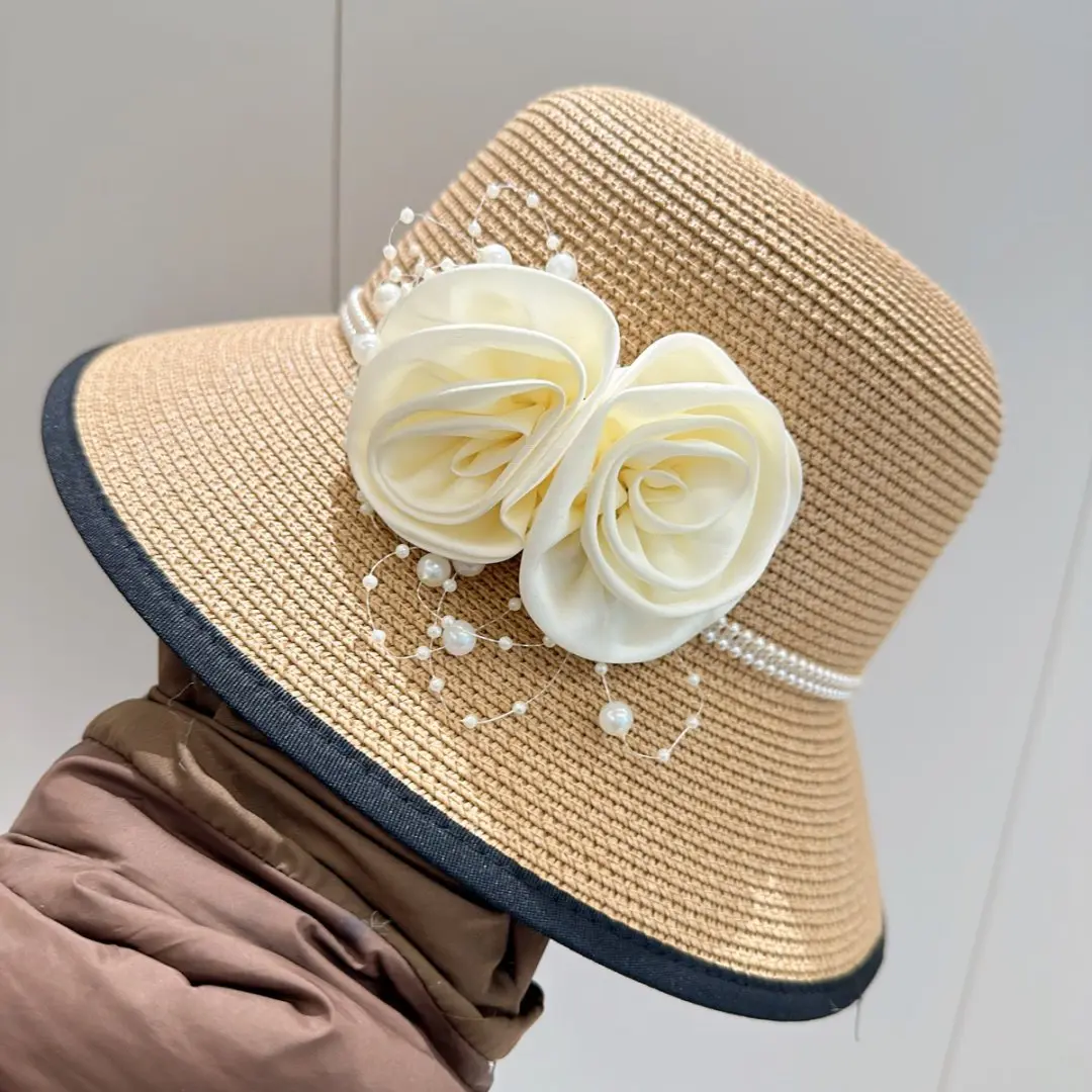 2025 Sunscreen Hat Patch Flower Fresh Grass Hat Pot Hat Sun Hat Big brimmed Dome Top Hat