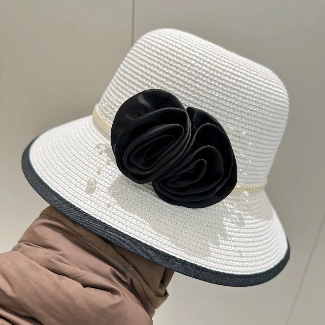 2025 Sunscreen Hat Patch Flower Fresh Grass Hat Pot Hat Sun Hat Big brimmed Dome Top Hat