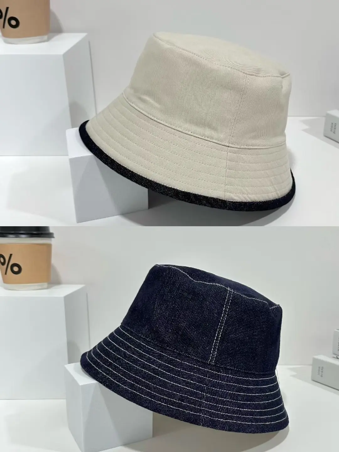 Japanese Retro Double-sided Wearable Denim Fisherman Hat, Women's Versatile Bucket Hat, Sunshade and Sun Protection Basin Hat