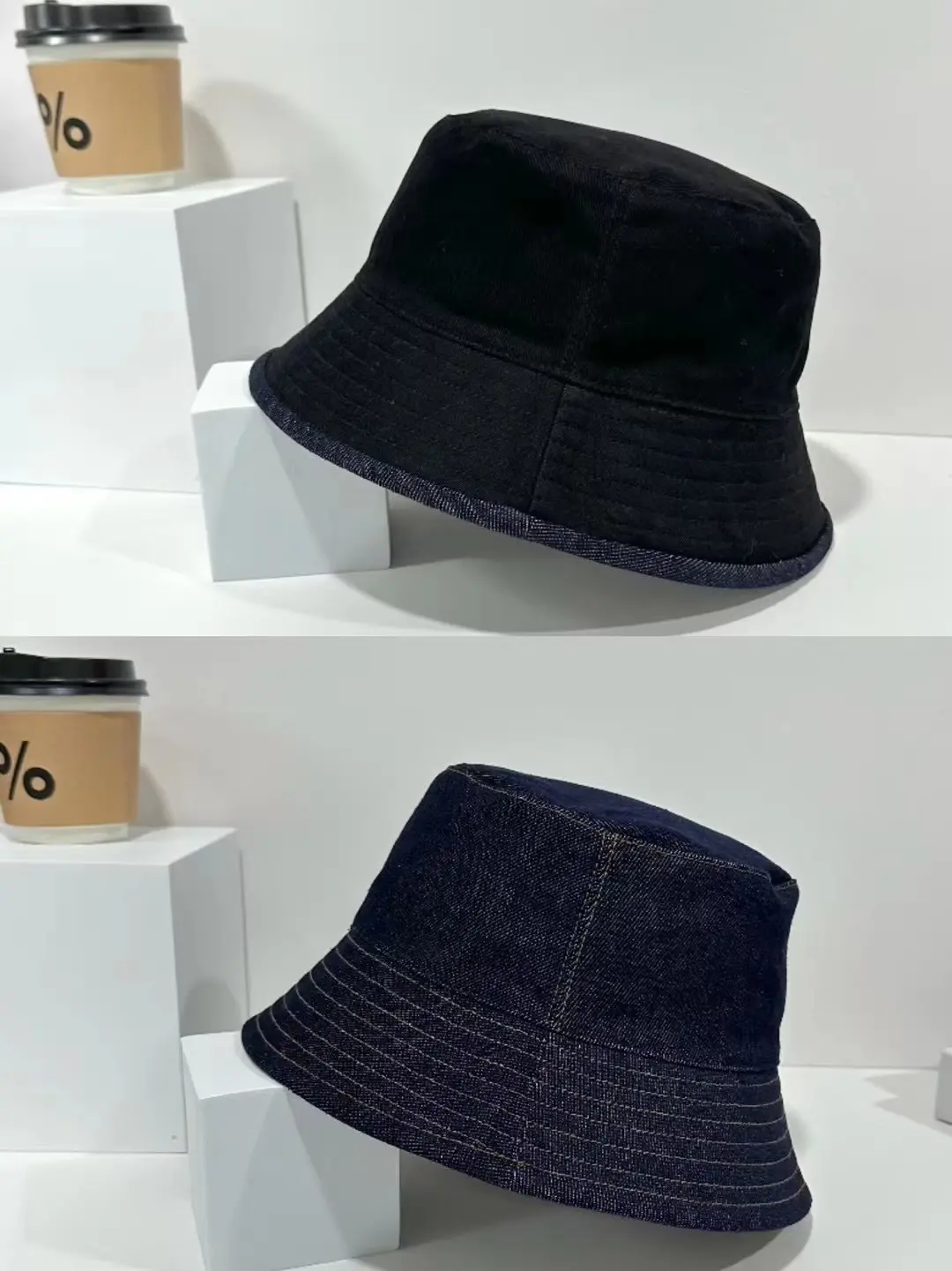Japanese Retro Double-sided Wearable Denim Fisherman Hat, Women's Versatile Bucket Hat, Sunshade and Sun Protection Basin Hat