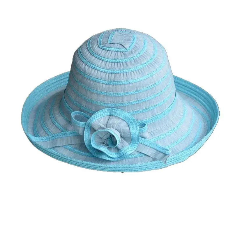 Foldable Summer Striped LSrge Flower Fisherman Hat, Children's New Sunshade Hat, Outdoor Large Eave Beach Sun Hat