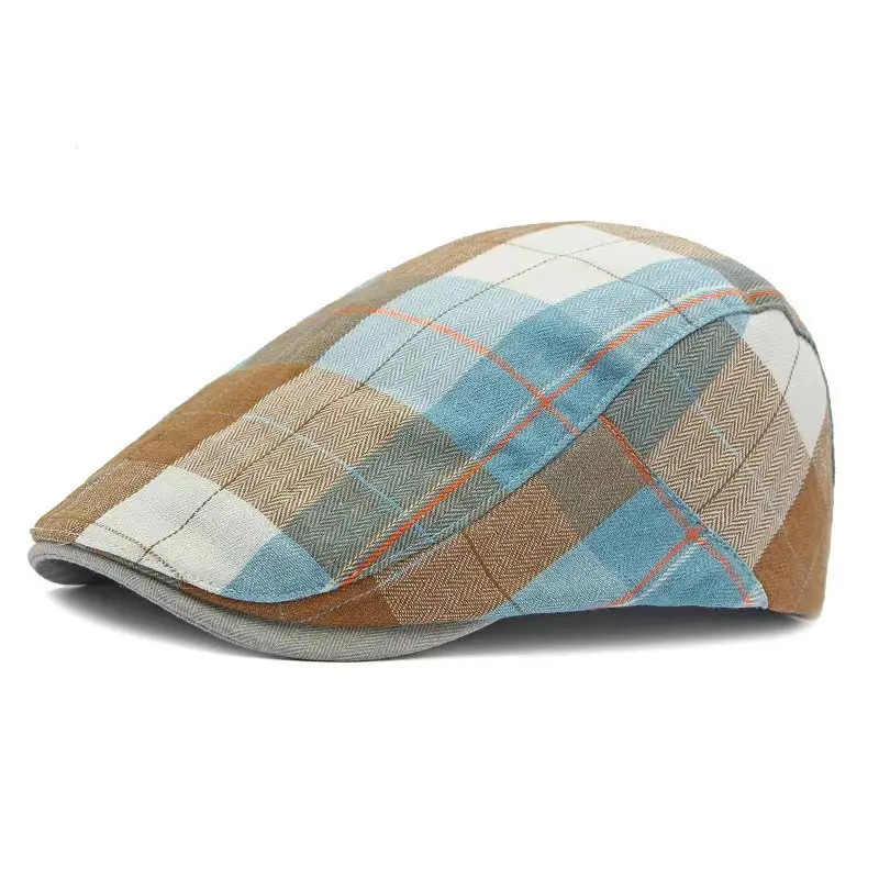 Checkered Painter Hat Duckbill Hat Beret Women's Spring And Summer Thin Breathable Men's Artistic Retro Forward Hat