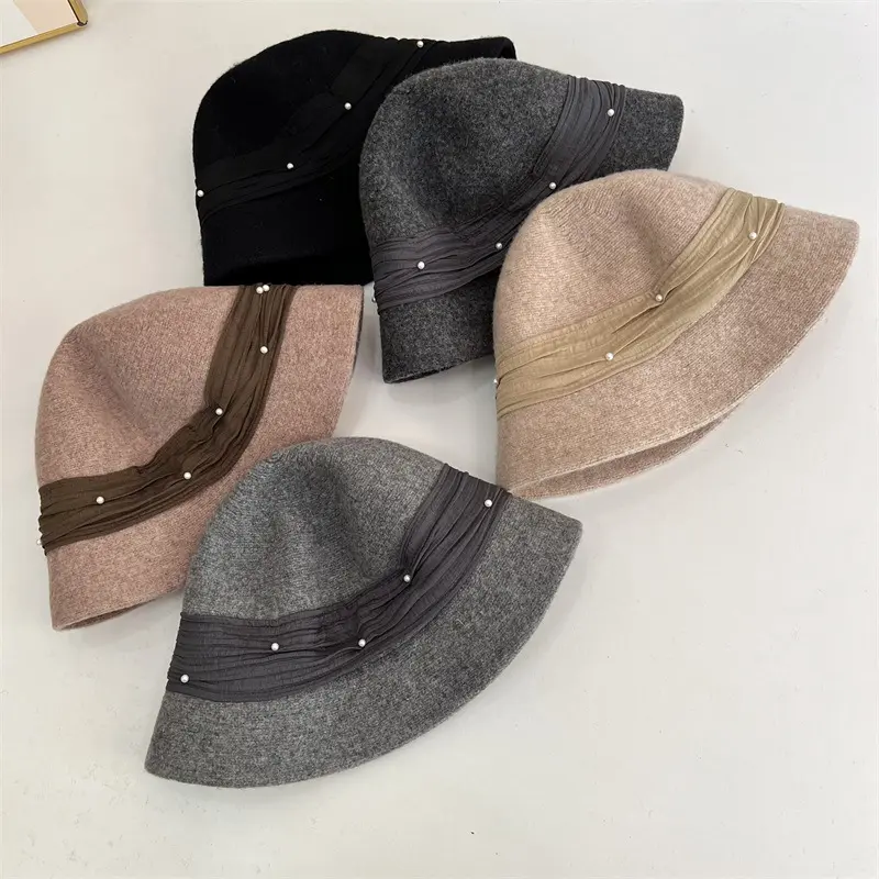 New Retro Korean Hat Women's Versatile Wool Blend 2024 Autumn/Winter Fisherman Hat Women's British Hat