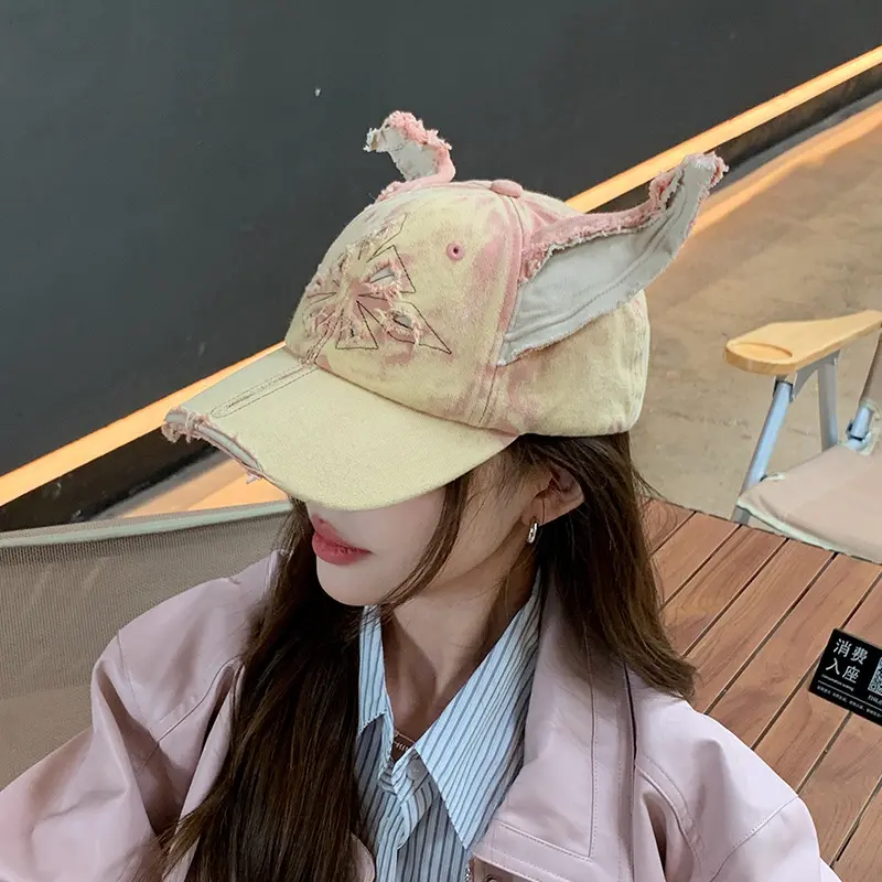 New Retro Adult Tear Ear Hat Black Series Spring and Autumn Casual Hat Street Wearing Hip Hop Hat Outdoor Activity Hat
