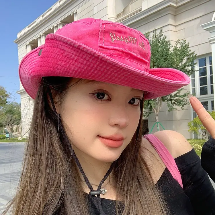 Retro Western Cowboy Hat Female Hot Girl Japanese Versatile Sunshade Outdoor Mountaineering Hat Fisherman's Hat
