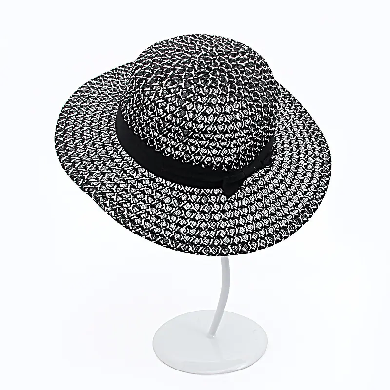 New Beach Hat With Large Brim sun Visor, British Style Minimalist Japanese Style Small Fragrance Flat Top Hat